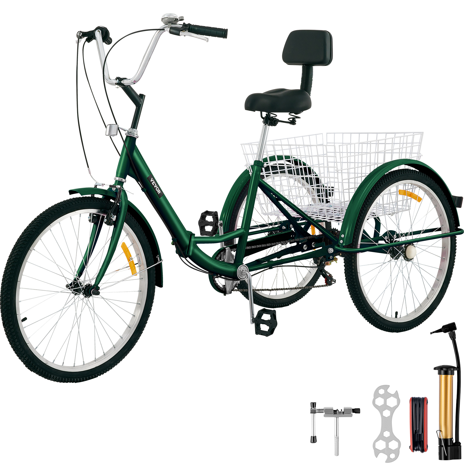 VEVOR Tricycle Adult 26'' Wheels Adult Tricycle 7-Speed 3 Wheel