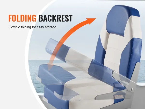 VEVOR boat seats with a folding backrest for flexible and easy storage on a boat deck by the sea.