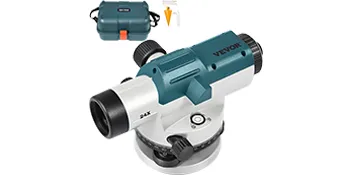 VEVOR automatic optical level with carrying case, featuring knobs and adjustment tools.