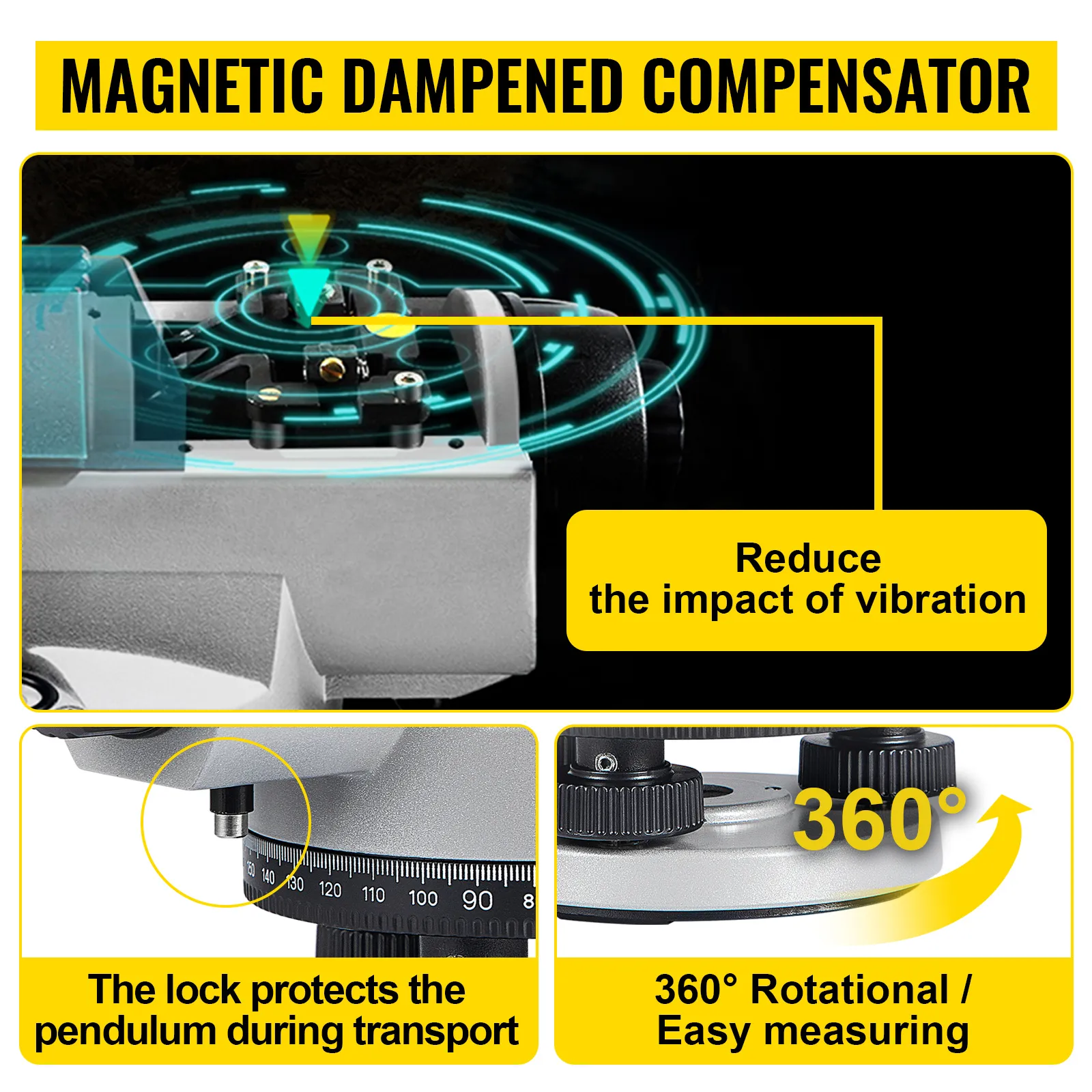 VEVOR automatic optical level with magnetic dampened compensator for precise measuring.