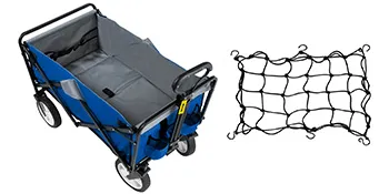 VEVOR folding wagon in blue with a gray interior and a black cargo net.