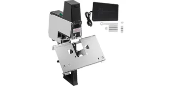 Grapadora eléctrica VEVOR con cable de alimentación, manual y accesorios.