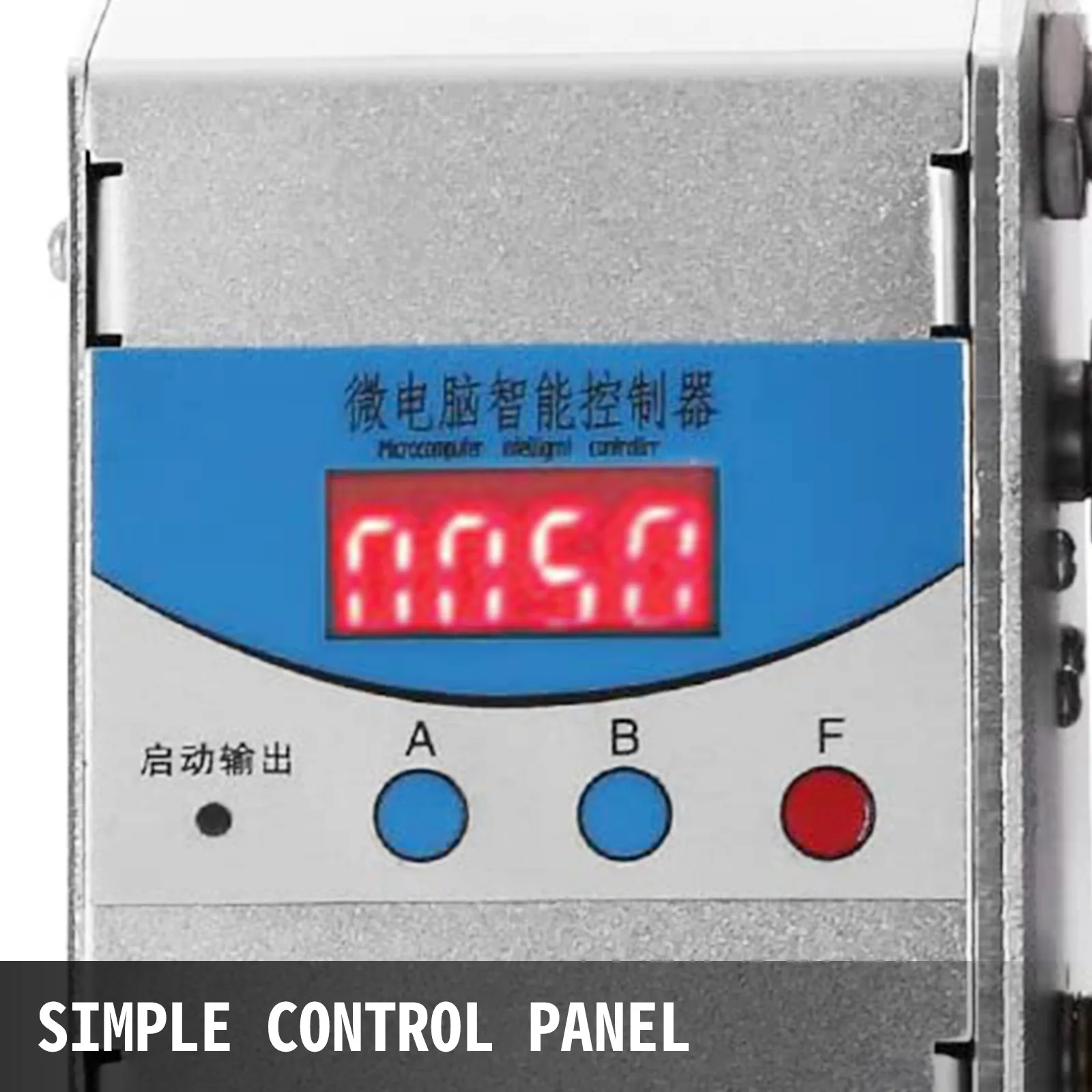 Panel de control del rebobinador de etiquetas VEVOR con pantalla digital y botones.