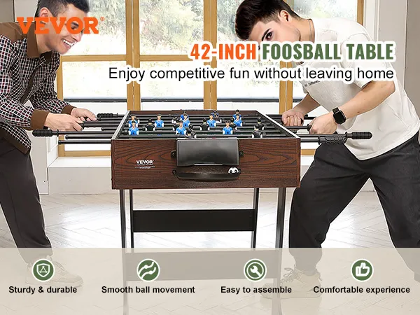 VEVOR foosball table - 42-inch table for competitive fun at home, sturdy, easy to assemble, foldable.