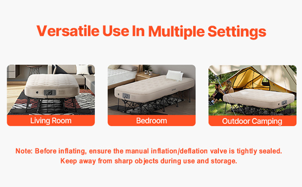 VEVOR Air Mattress with Frame, Inflatable 1 Person Camping Cot