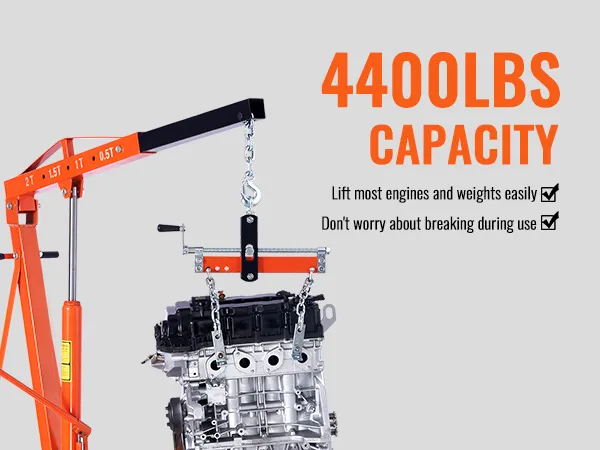 VEVOR hydraulic engine hoist, 4400lbs capacity, easy engine lifting, durable and reliable.
