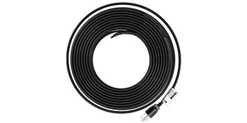 black VEVOR pipe heating cable coiled with plug attachment, designed for pipe freeze protection.