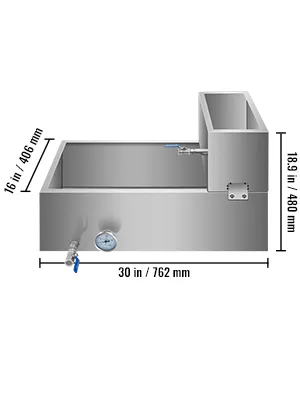 VEVOR maple syrup evaporator pan with dimensions 30 in x 18.9 in x 16 in