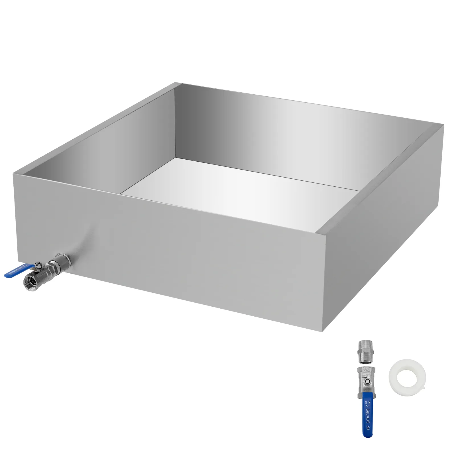 Bandeja evaporadora de jarabe de arce VEVOR con válvula y accesorios, diseño de acero inoxidable.