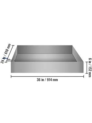 VEVOR maple syrup evaporator pan, rectangular, dimensions 36x24x6 in.