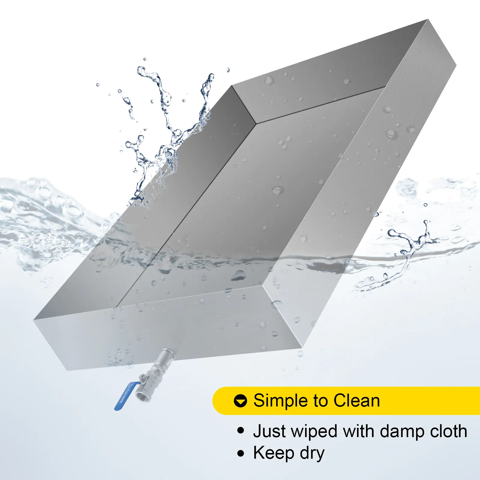VEVOR maple syrup evaporator pan, simple to clean, with water splashes.