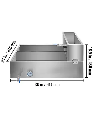 Bandeja evaporadora de jarabe de arce VEVOR, 36 x 24 x 18,9 pulgadas, construcción de acero inoxidable.