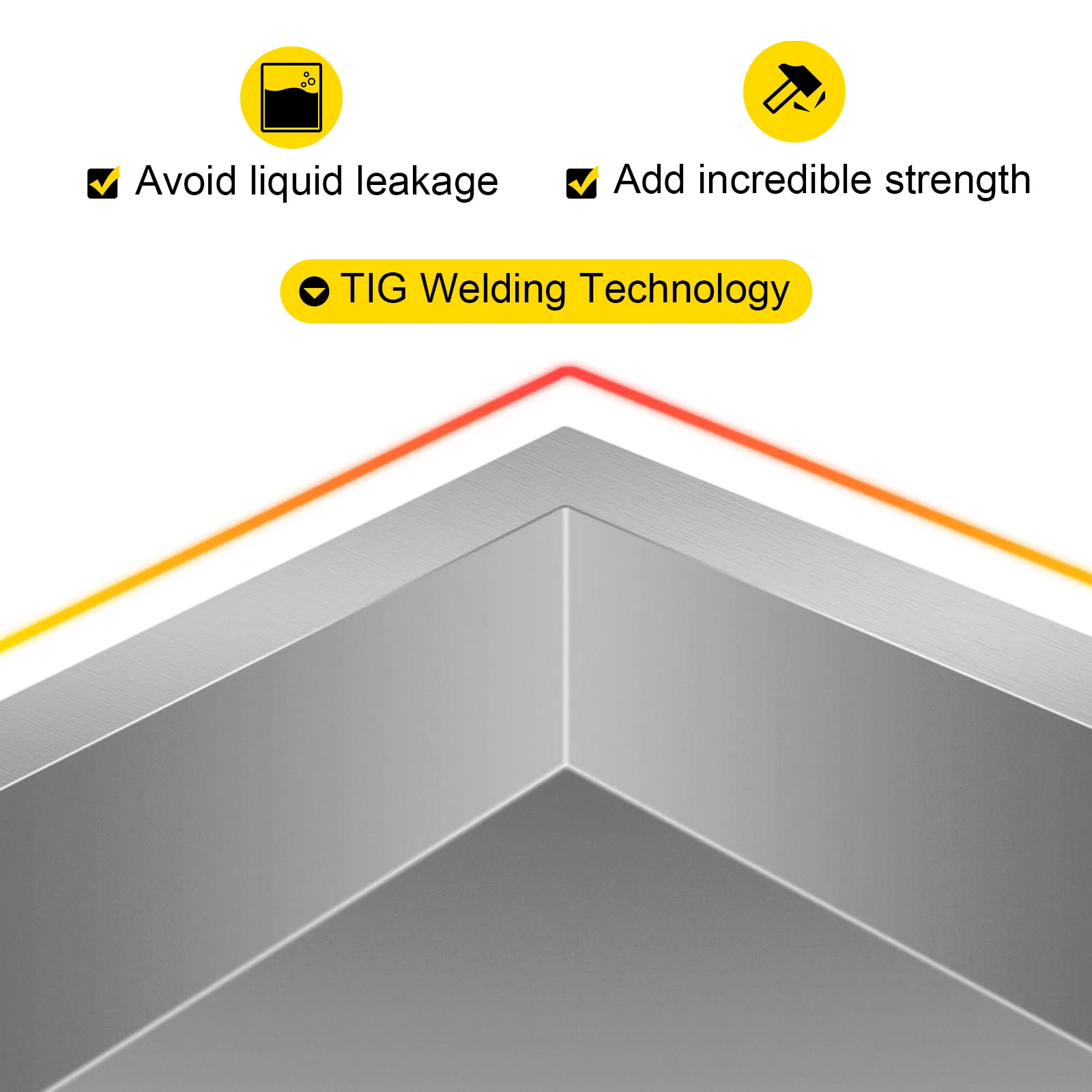 Esquina soldada con TIG de la bandeja del evaporador de jarabe de arce VEVOR para evitar fugas y agregar resistencia.