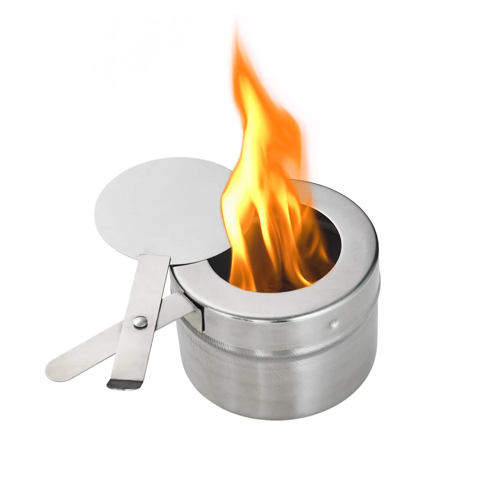 stainless steel chafing dish heater with vibrant flame, suitable for VEVOR chafing dish setups.
