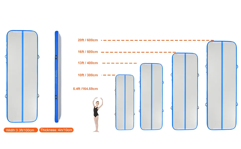 VOFiTNY Inflatable Gymnastics Air Mat Tumble Track With Air Roller For Home