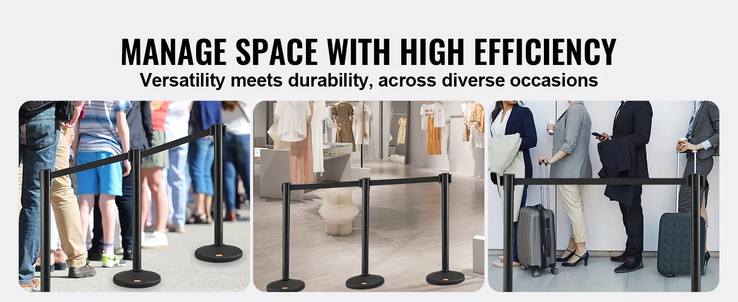 VEVOR crowd control-palen worden gebruikt voor efficiënt ruimtebeheer op verschillende locaties, waaronder evenementen en winkels.
