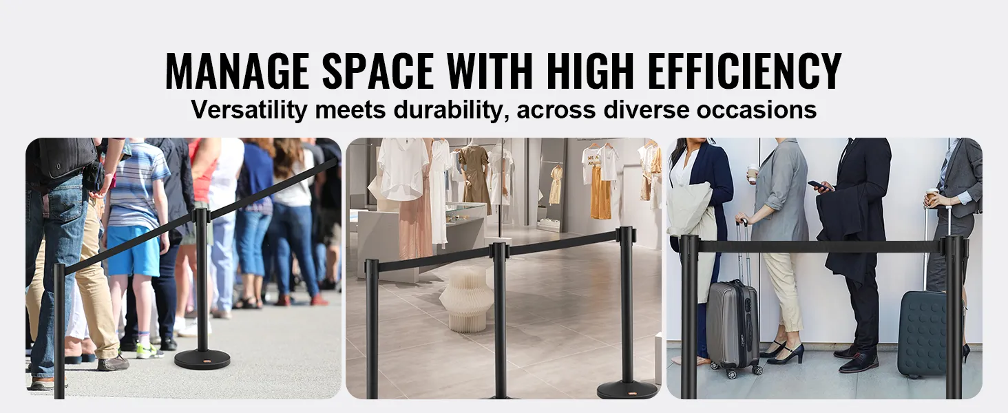 VEVOR crowd control stanchion managing queues at events, retail stores, and airports effectively.