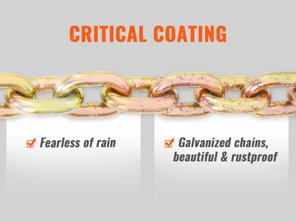critical coating on VEVOR transport binder chain: rustproof, galvanized, and fearless of rain.