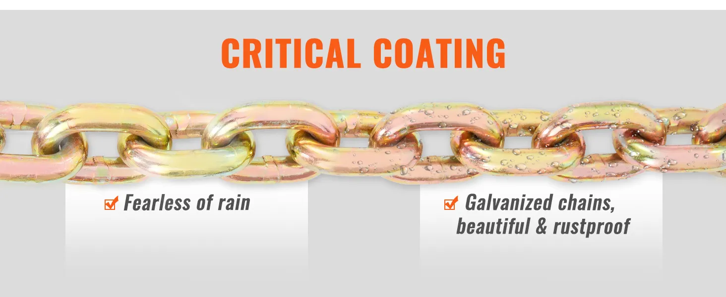 critical coating on VEVOR transport binder chain: rustproof, galvanized, and fearless of rain.