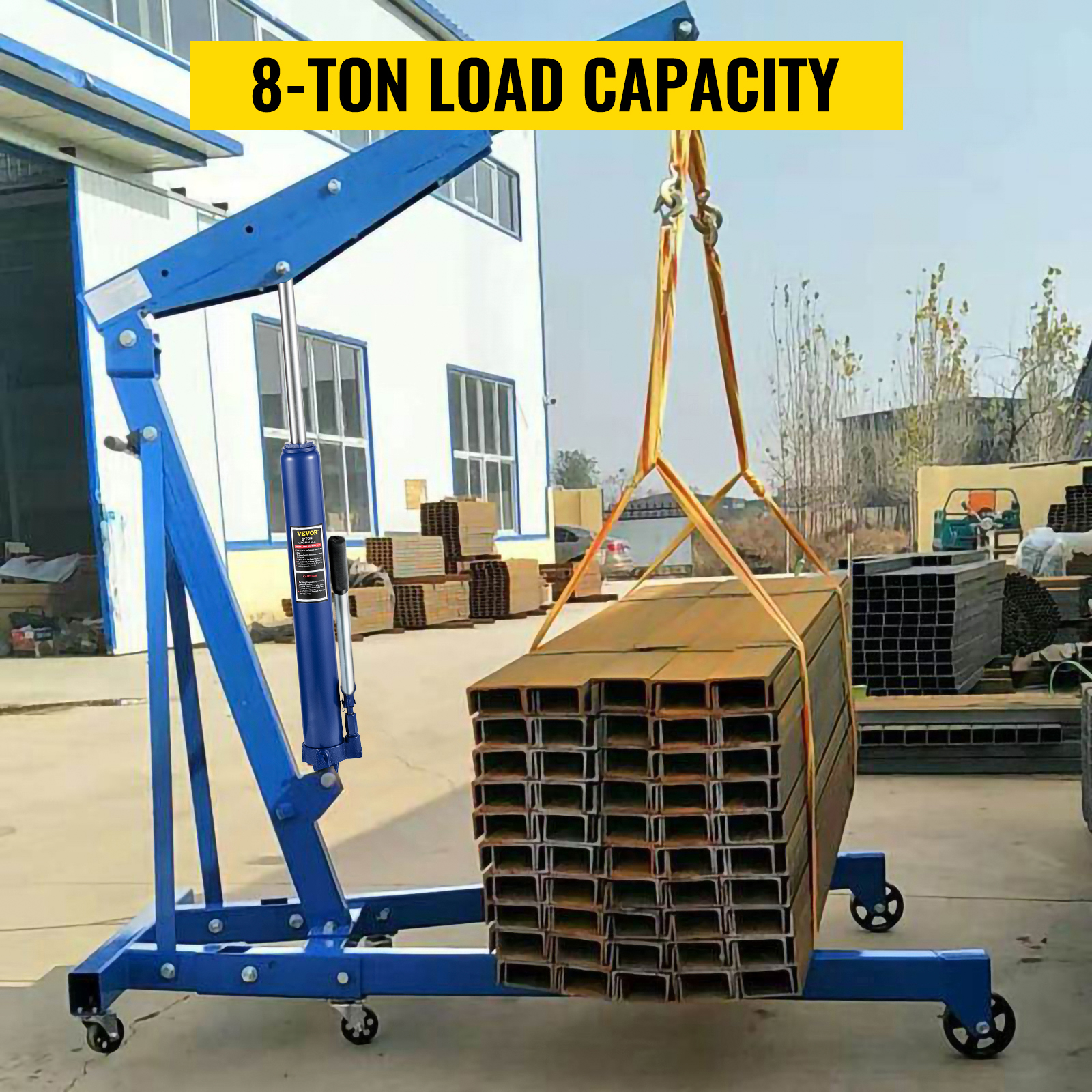 VEVOR Hydraulic Long Ram Jack, 8 Tons/17363 lbs Capacity, with