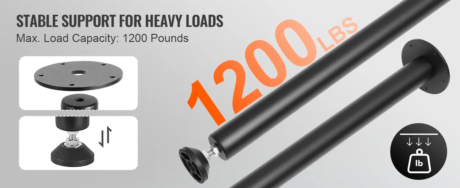 VEVOR adjustable desk legs with 1200 lbs load capacity offer stable support for heavy loads.
