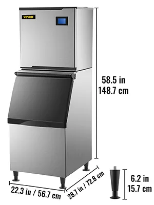 VEVOR commercial ice maker with dimensions.