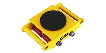yellow VEVOR industrial machinery moving skate with red wheels and black rotating platform.