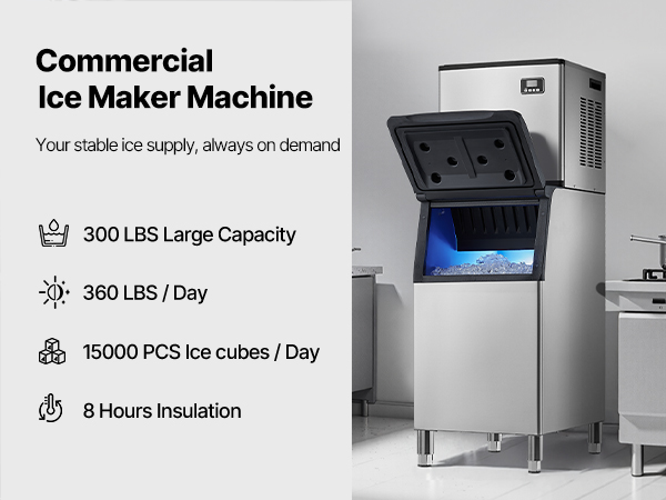 VEVOR Commercial Ice Maker Machine, 360LBS/24H Ice-Making Machine