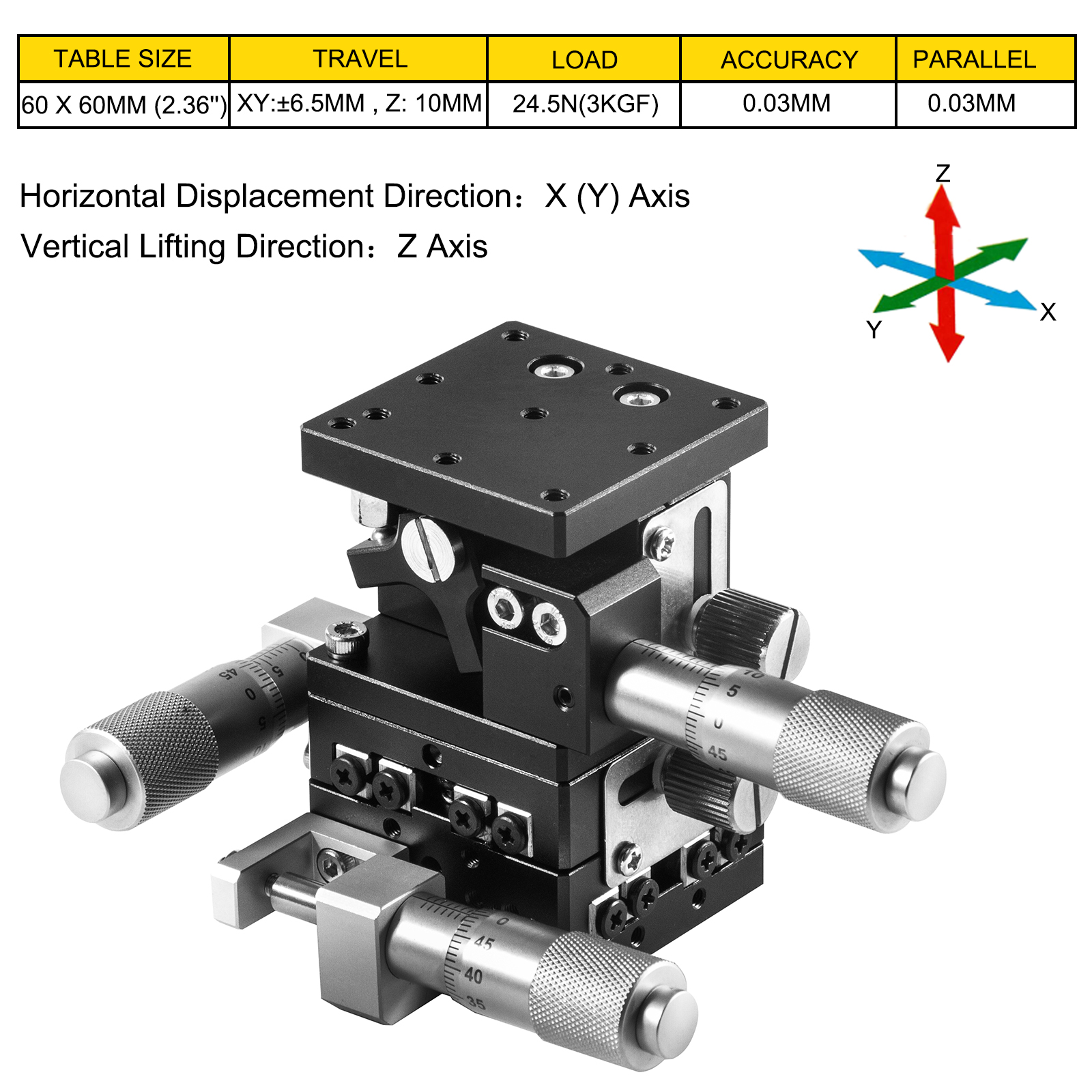 VEVOR XYZ Linear Stage 3 Axles 60 x 60 mm Trimming Platform