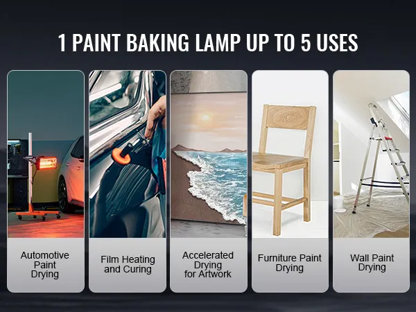 VEVOR infrarood-uithardingslamp voor het drogen van autolak, folie, kunstwerken, meubels en muren.