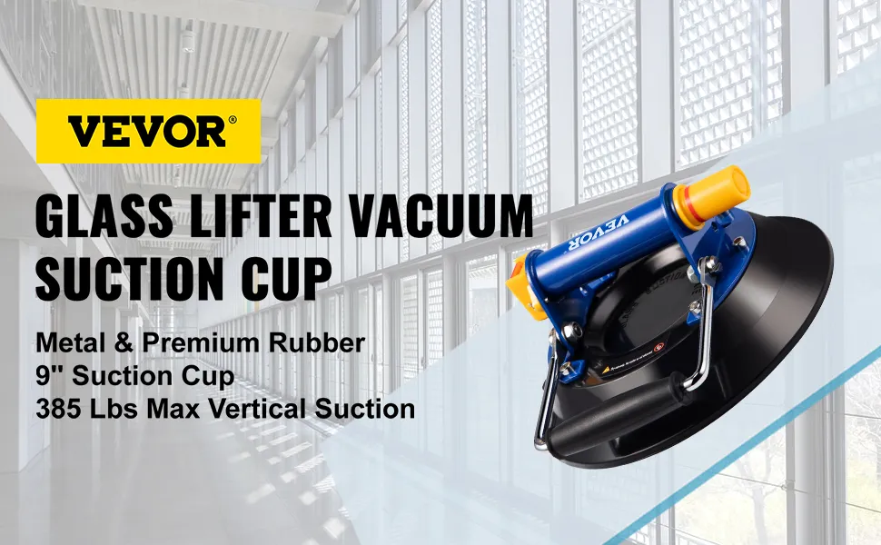 VEVOR glass lifter vacuum suction cup with metal and premium rubber, 9" suction cup