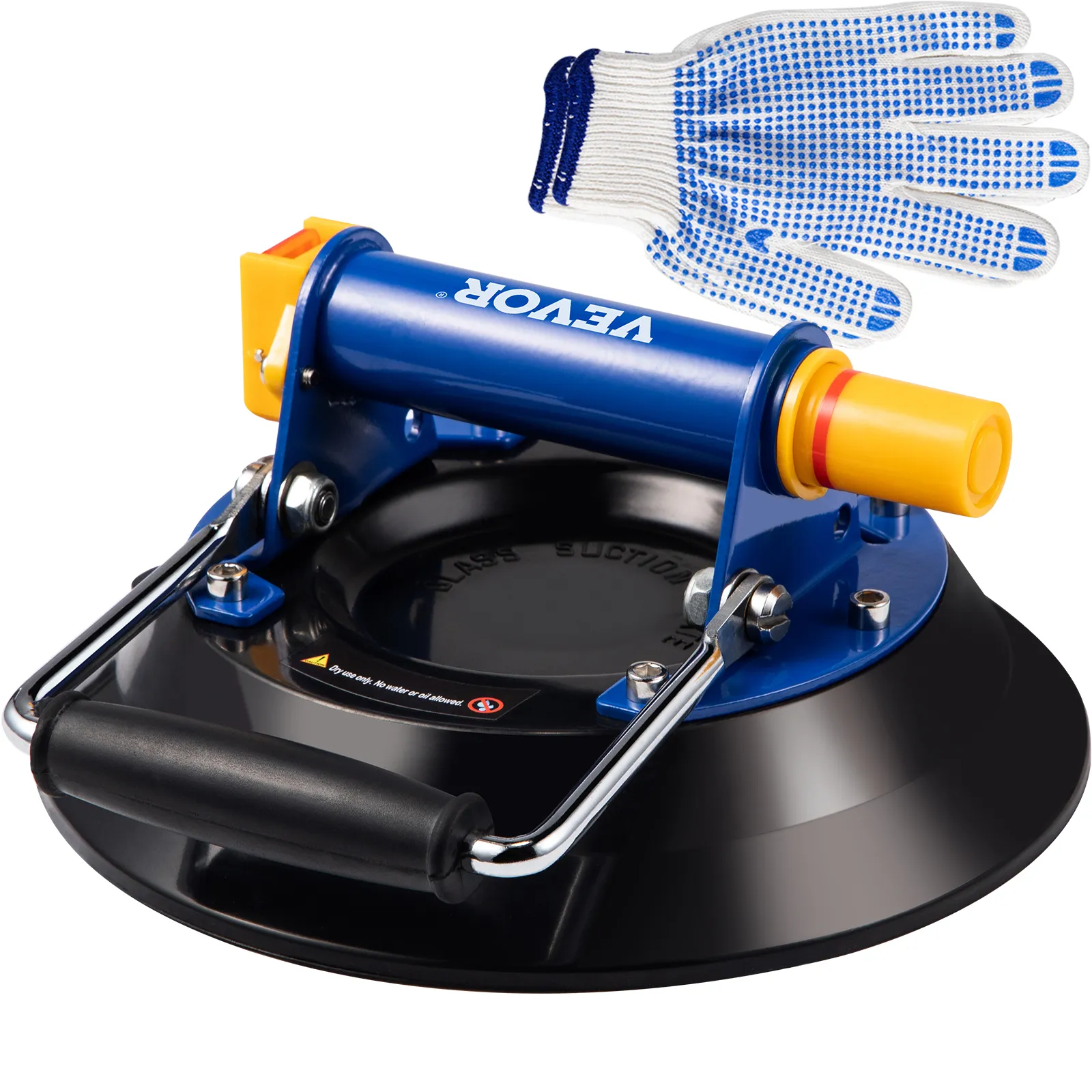 VEVOR glass lifter with suction grip and safety glove.
