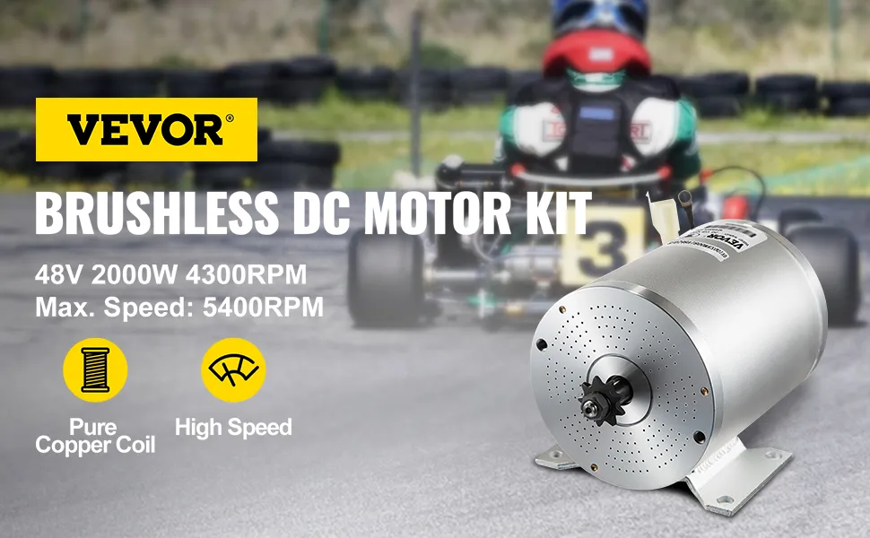 VEVOR 2000w brushless motor kit with high-speed copper coil for go-kart racing.