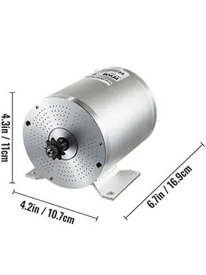 VEVOR 2000w brushless motor with dimensions of 4.3x4.2x6.7 inches.