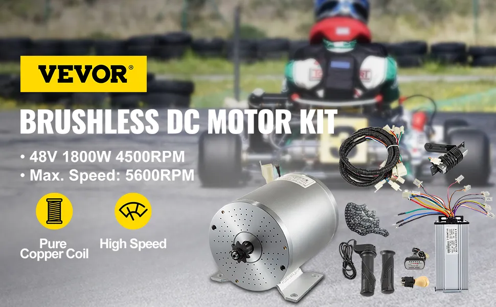 Kit de motor de CC sin escobillas eléctrico VEVOR para rendimiento de alta velocidad, 48 V, 1800 W, 5600 rpm
