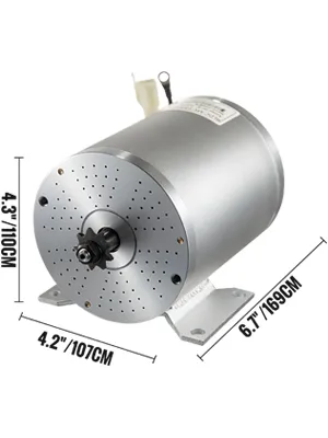 Motor de corriente continua eléctrico sin escobillas VEVOR con dimensiones: 4,3" x 6,7" x 4,2".