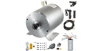 Motor de corriente continua eléctrico sin escobillas VEVOR con accesorios, cables y componentes.