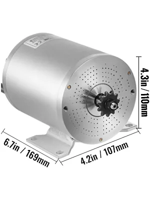 Motor de CC sin escobillas eléctrico VEVOR, dimensiones: 6,7 pulgadas x 4,2 pulgadas x 4,3 pulgadas.