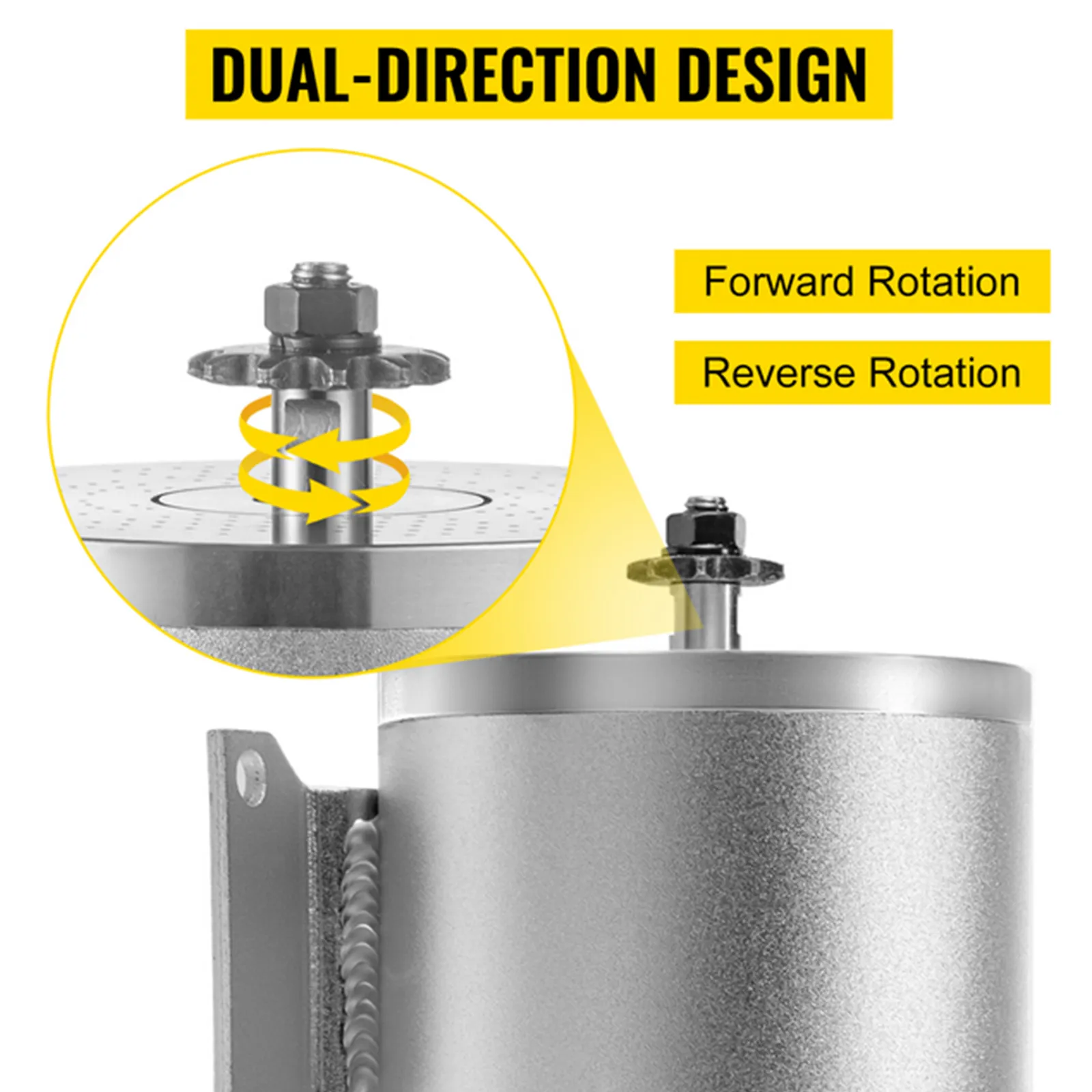 Diseño de doble dirección del motor de CC sin escobillas eléctrico VEVOR con rotación hacia adelante y hacia atrás.