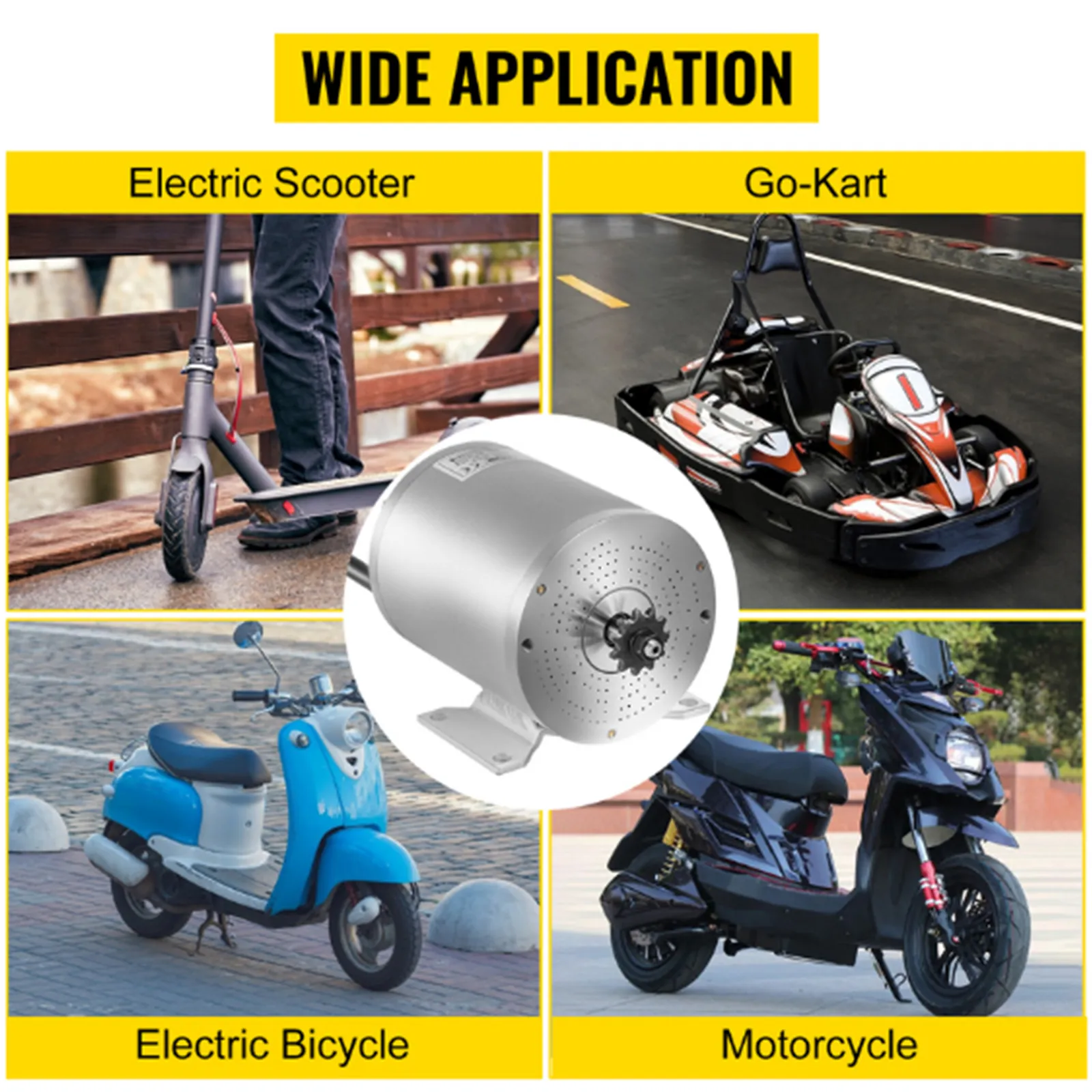 Motor de CC eléctrico sin escobillas VEVOR para scooter eléctrico, kart, bicicleta y motocicleta.