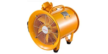 yellow VEVOR explosion proof fan with protective grille and sturdy base.