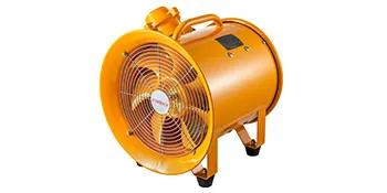 Ventilador a prueba de explosiones VEVOR naranja con mango resistente y rejilla protectora de metal.