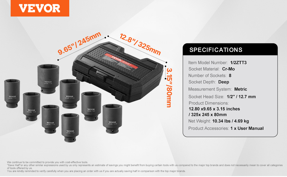 メゾフォルテ　２セット VEVOR 12 Point Axle Nut Socket Set – 1/2