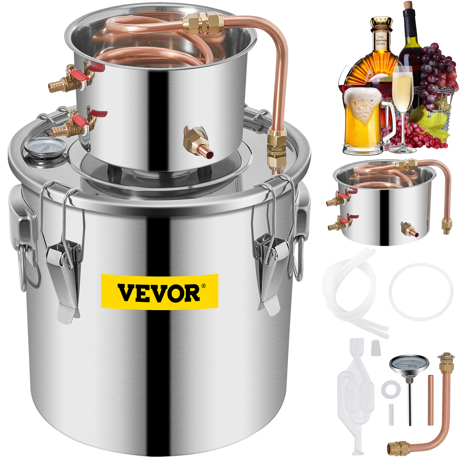 VEVOR Alcohol Still 3Gal/12L Stainless Steel Alcohol Distiller