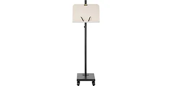 VEVOR reading stand with adjustable height, wheeled base, and beige book holder.