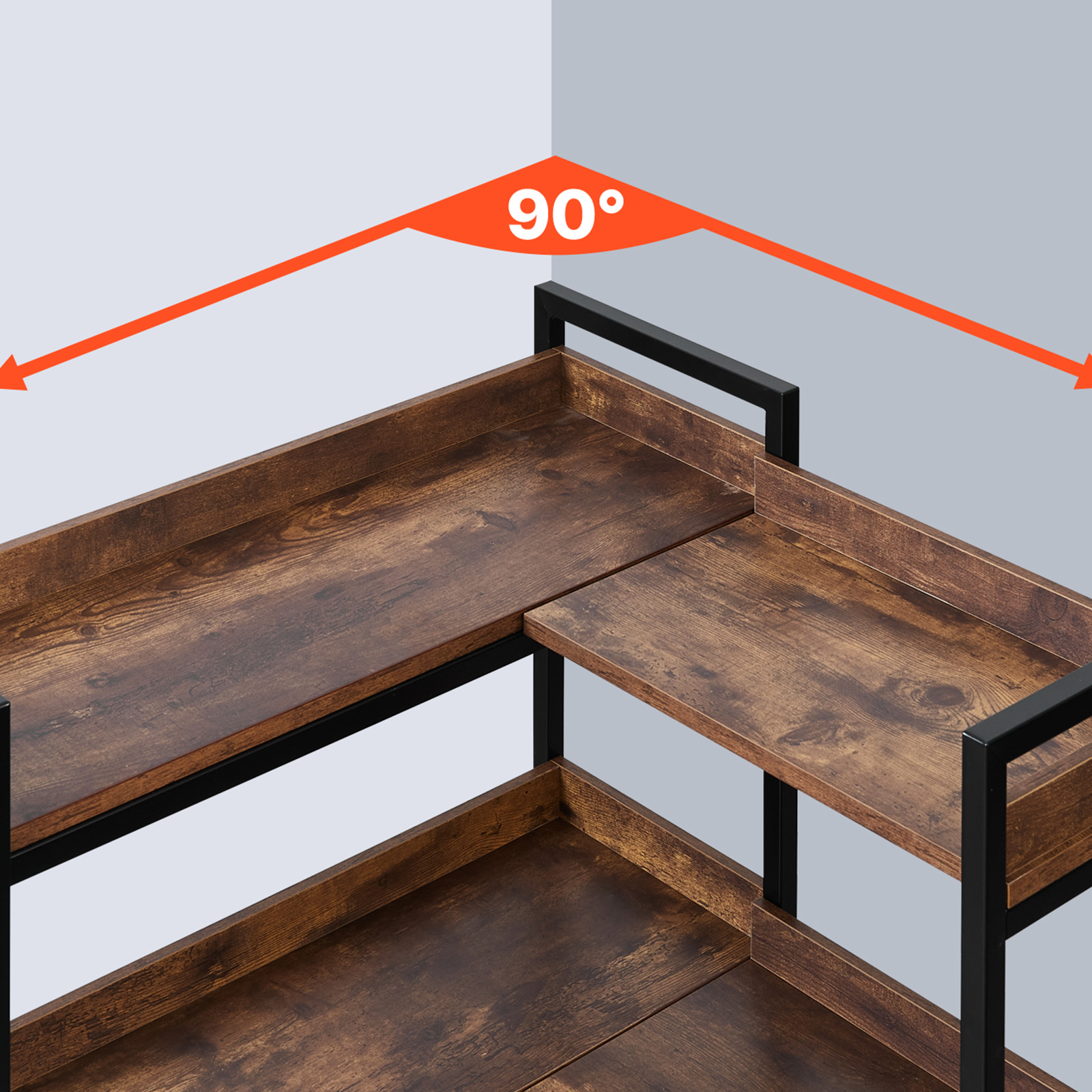 Aibohayi 4-stöckiges Eckregal – Freistehend, MDF-Holz & Metall, Für Wohnzimmer, Küche, Bad