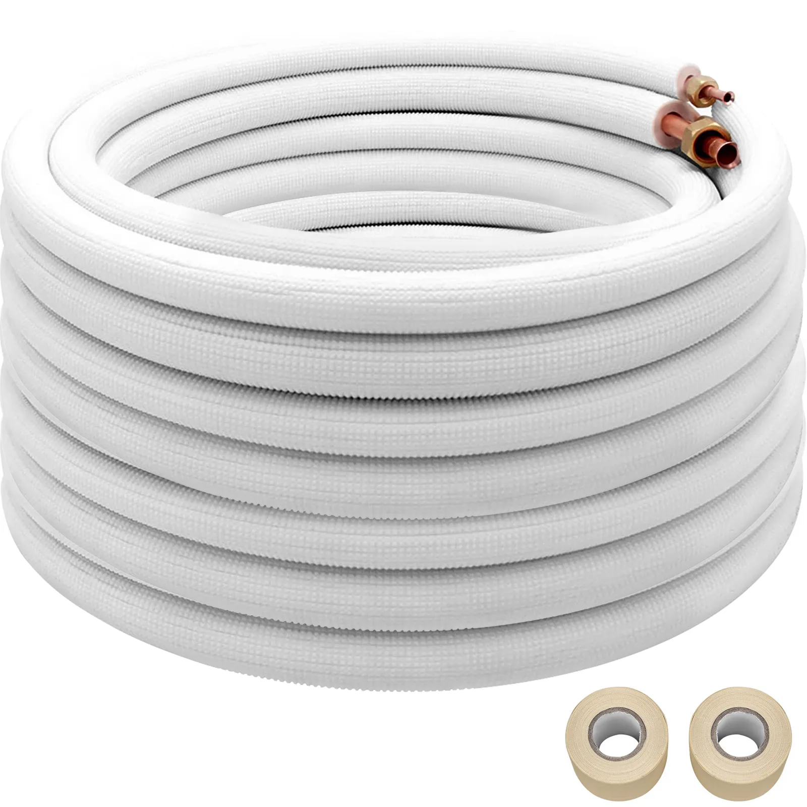 Juego de mini líneas divididas VEVOR en espiral con accesorios de cobre y dos rollos de cinta.