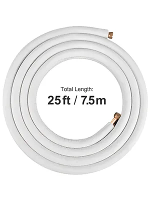 Juego de minilíneas divididas VEVOR en espiral, tubería de cobre aislada de color blanco de 25 pies.