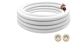 Juego de mini líneas divididas VEVOR en espiral de color blanco con dos rollos de cinta, aislados sobre fondo blanco.