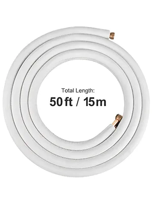 Juego de mini líneas divididas VEVOR de 50 pies/15 m enrolladas en aislamiento blanco.